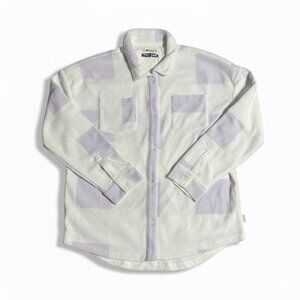 Magellan Outdoors Girls Shacket Campfire Fleece Relaxed Fit Purple & White NEW